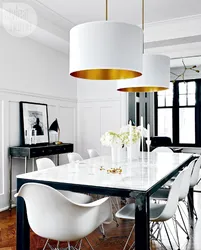 Chandelier above the dining table in the kitchen photo