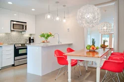 Chandelier Above The Dining Table In The Kitchen Photo