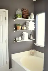 Bathroom design with shelves in the wall