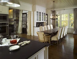 Design kitchen dining room in a country house design photo