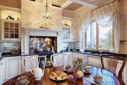Design kitchen dining room in a country house design photo