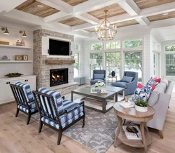 Design kitchen dining room in a country house design photo