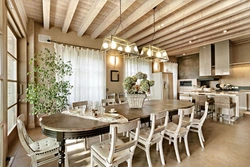 Design kitchen dining room in a country house design photo