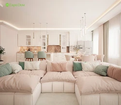Living room design in pastel colors