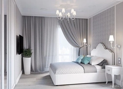 Curtains for a white bedroom in a modern style photo