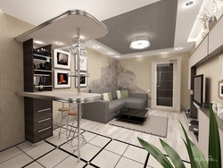 Photos of living rooms with bar counters