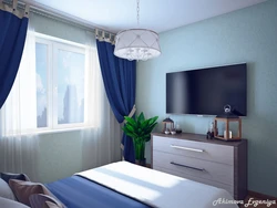Қонақ Бөлмесінің Фотосуретіндегі Көк Тұсқағазға Арналған Перделер