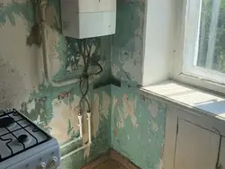 Хрущев дәуіріндегі ас үй қабырғалары әрлеу нұсқалары фотосуреті