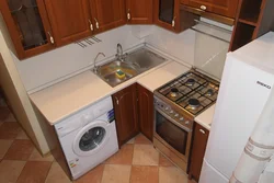 Corner sets for a small kitchen photo with a refrigerator