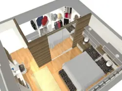 Bedroom with dressing room design 16 sq.m.