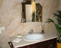 Finishing the bathroom with flexible stone photo