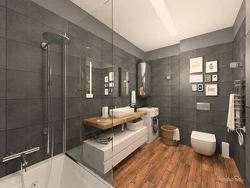 Bathroom gray with wood design