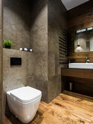 Bathroom Gray With Wood Design