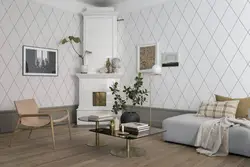 Шпалеры геаметрыя ў гасцінай фота