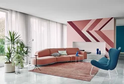 Wallpaper geometry in the living room photo