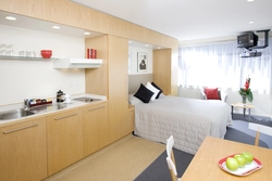 Kitchen with bed photo