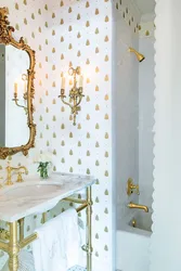 Bathroom design white and gold