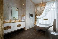 Bathroom design white and gold