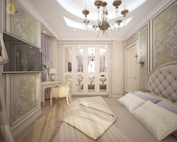 Классический интерьер спальни в светлых тонах фото