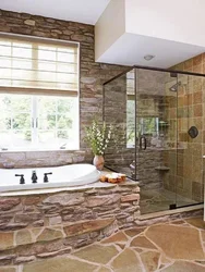 Artificial stone in the bathroom interior photo