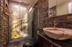 Artificial stone in the bathroom interior photo