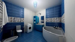 Blue tiles for bathroom design photo