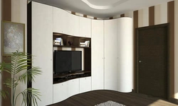 Walls with a corner wardrobe for the living room in a modern style photo