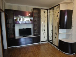 Walls with a corner wardrobe for the living room in a modern style photo