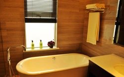 Bathroom design with wood panels