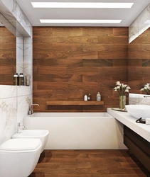 Bathroom design with wood panels