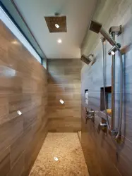 Bathroom design with wood panels