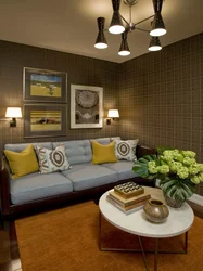 Interiors of yellow-brown living rooms photos