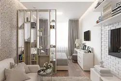 Room design 22 sq m bedroom living room