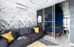 Room design 22 sq m bedroom living room