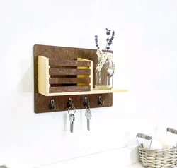 Key Holders In The Hallway Photo Wall Made Of Wood