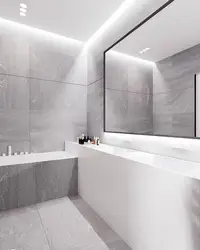 White gray tiles in the bathroom photo design