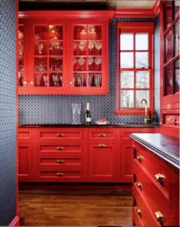 Kitchen interior blue red