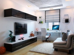 Living room design sofa and computer desk