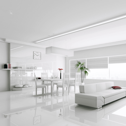 White tiles in the living room interior photo