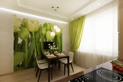 Wallpaper in the kitchen 12 sq m photo