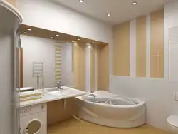 Interior with corner bath and washing machine