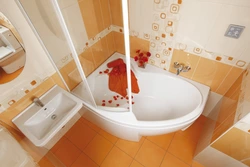 Interior With Corner Bath And Washing Machine