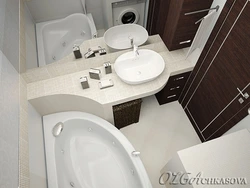 Interior with corner bath and washing machine
