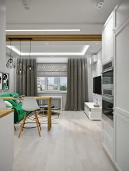 Interior of narrow kitchen living room