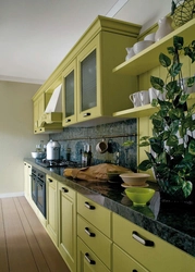 Green Countertop In The Kitchen Interior