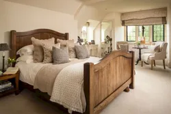 Country style bedroom photo interior with wallpaper