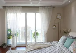 Curtains design for the bedroom with a balcony door modern