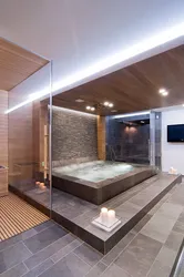 Bathtub with jacuzzi design in the apartment