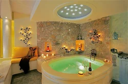 Bathtub with jacuzzi design in the apartment