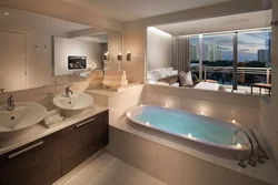 Bathtub with jacuzzi design in the apartment